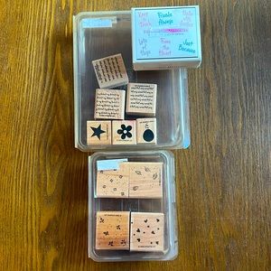 Stampin’ Up and Hero Arts 3 sets of rubber stamps Mini messages& petite patterns